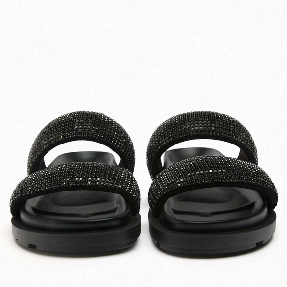Zara Rhinestone Flat Sandals Size 10 - Picture 4 of 7